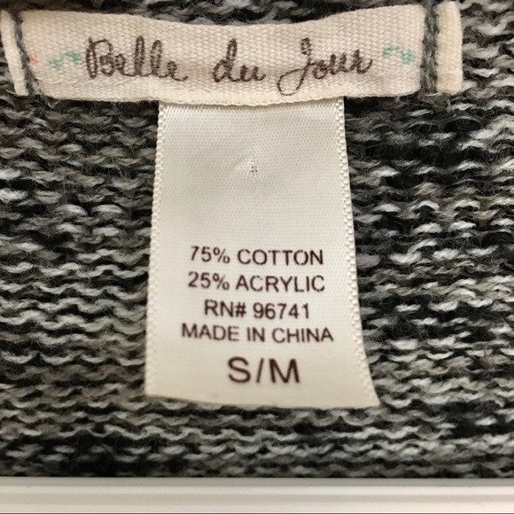 BELLE DU JOUR Heather Grey Open Front Long Knit Cardigan Women’s Small/Medium - Picture 5 of 5